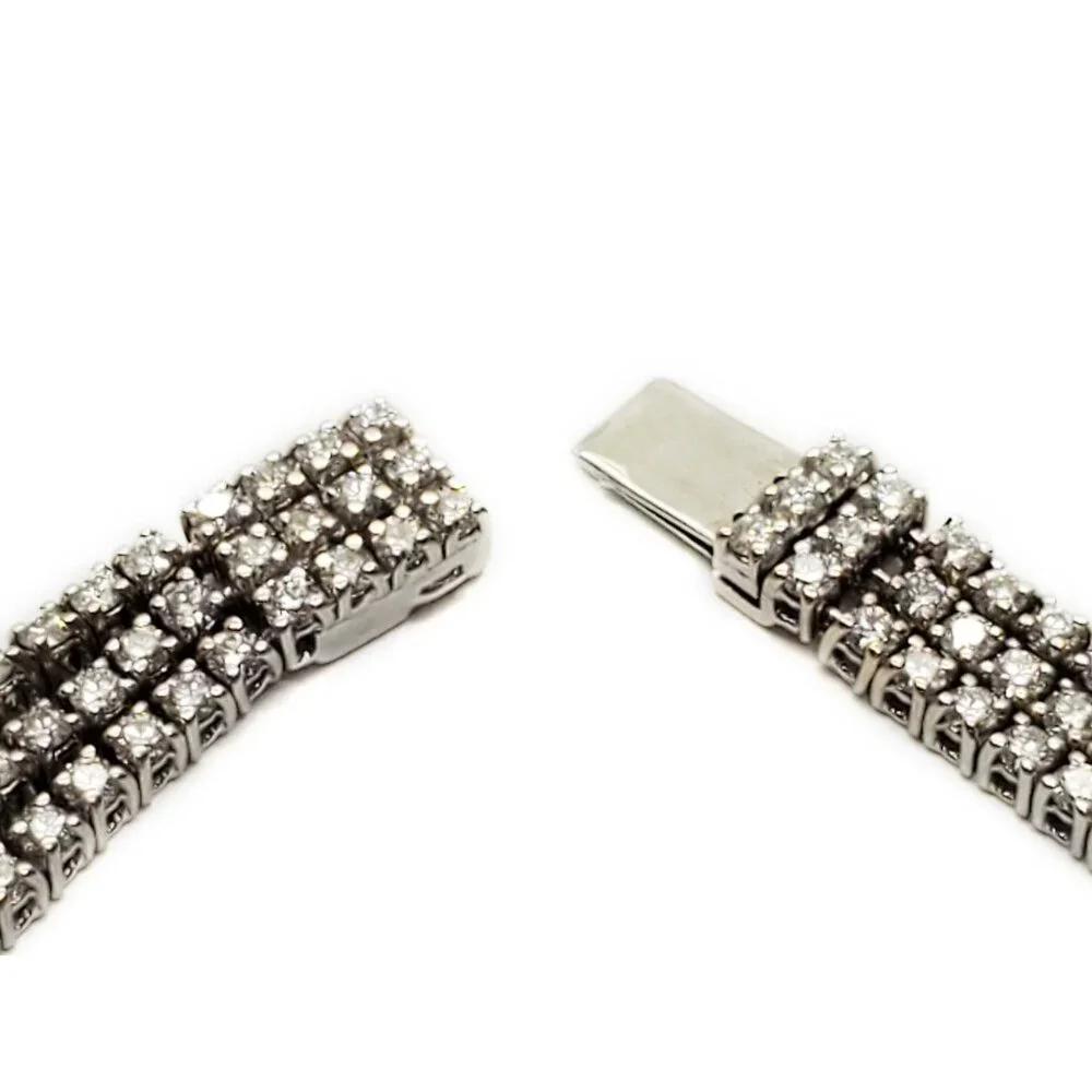 Hearts On Fire 6.93 ctw Natural Diamond Triple Strand Bracelet 18k White Gold - Picture 6 of 10